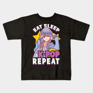 Cute & Funny Eat Sleep K-Pop Repeat Korean Music Kids T-Shirt